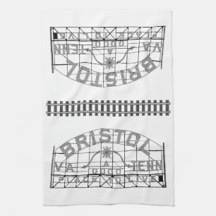 Bristol Slogan Sign med Spack på vitt Kökshandduk