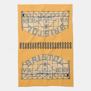 Bristol Slogan Sign med Tracks på Orange Kökshandduk