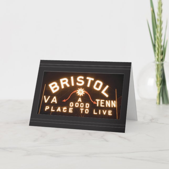 Bristol Slogan Sign på natten Helgkort (Framsida)