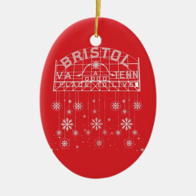 Bristol Slogan Skylt Röd jul Julgransprydnad Keramik (Framsidan)
