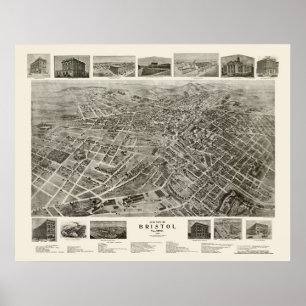 Bristol, TN Panoramic Karta - 1912 Poster