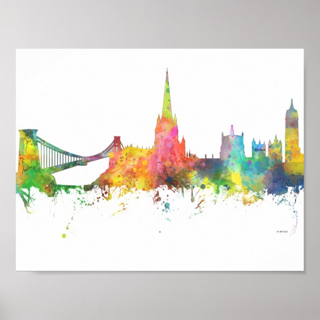 BRISTOL, UK SKYLINE POSTER (Framsidan)