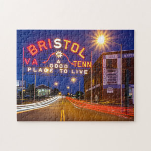 Bristol undertecknar i rödbrunt och orange pussel