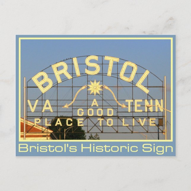 Bristol, VA & TN Historic Sign Vykort (Framsida)