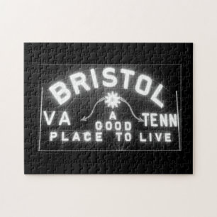 Bristol VA TN Sign på natten Pussel