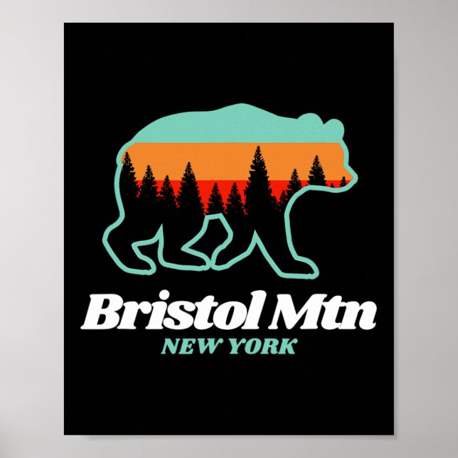 Bristolberget New York Skiing Snowboarding Bear Poster (Framsidan)
