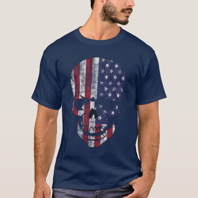 Bristskalle amerikansk flagga t-shirt (Framsida)