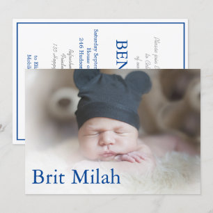 Brit Milah Photo Pojke Hebrew Jewish Inbjudningar