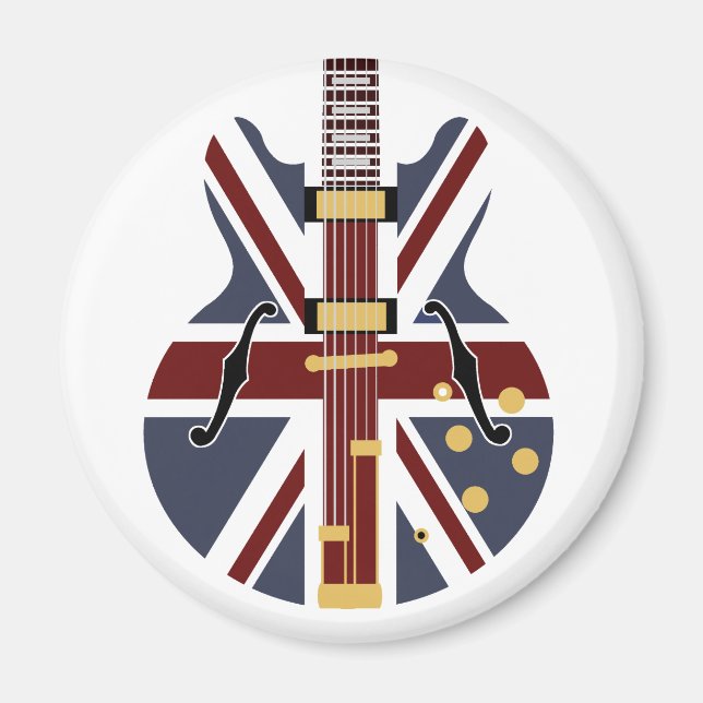 Brit Pop Mod Union Jack Guitar Magnet (Framsidan)