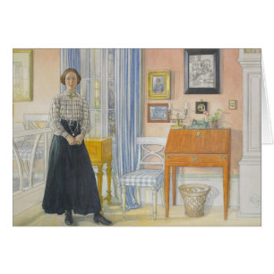 Brita Beside a Writing Desk Hälsningskort