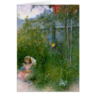 Brita i Flower Bed c1897 Hälsningskort
