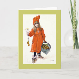 Brita (Iduna) med ljus och äpplen Helgkort