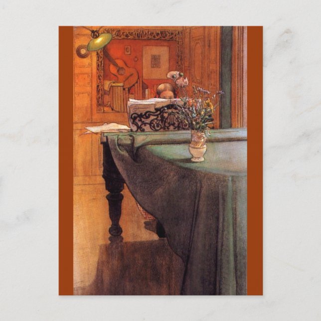 Brita vid Piano Vykort (Framsida)