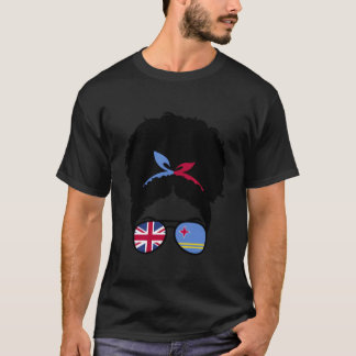 Britain And Aruba Mix Afro Hair Half British Half T Shirt