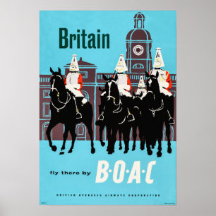 BRITAIN Fly där av BOAC Vintage Airways Travel Poster
