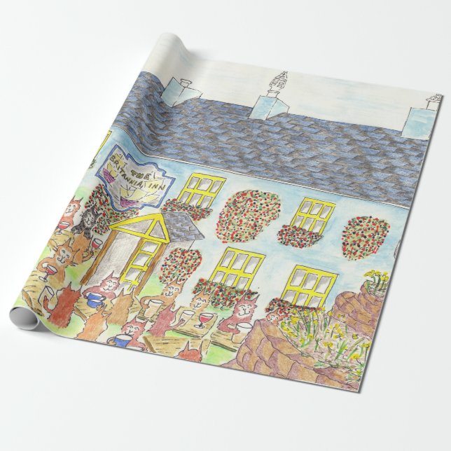 Britannia Inn Elterwater Sjö Presentpapper (Utrullad)