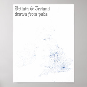 Britannien & Irland som dras från pubs - kartläg Poster