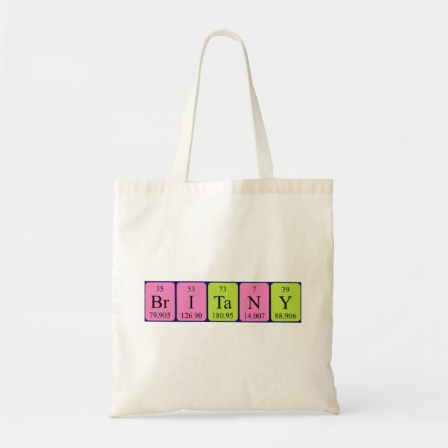 Britany periodisk bord namn tote bag tygkasse (Framsidan)