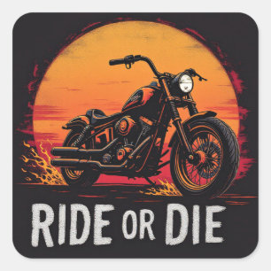 Brite-T Motorcykel Ride or Die 0019613 Fyrkantigt Klistermärke
