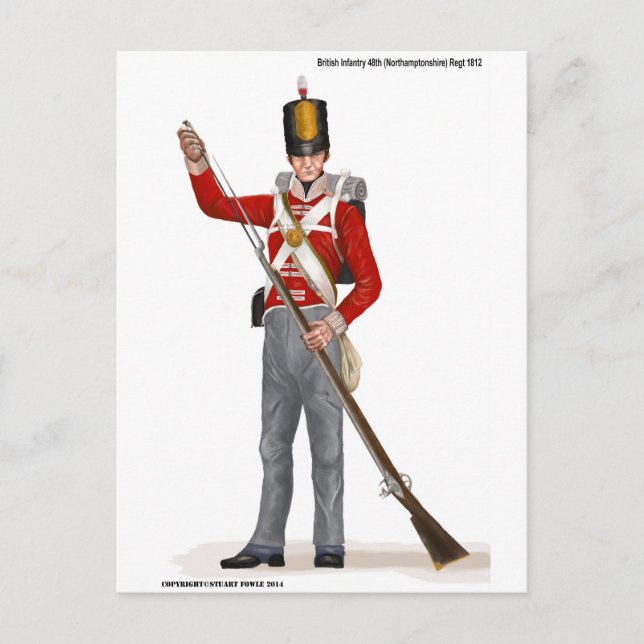 British 48th (Northamptonshire) Regiment 1812 Vykort (Framsida)