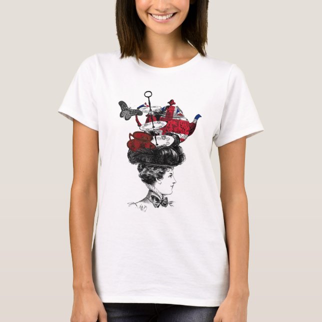 British Aeftermiddag Tea Hat Tee Shirt (Framsida)