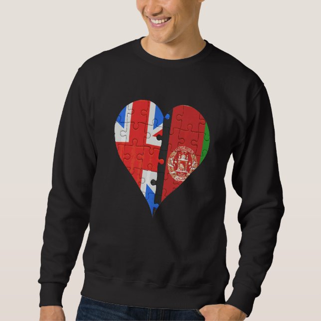 British Afghanistan Flagga Heart Lång Ärmad Tröja (Framsida)