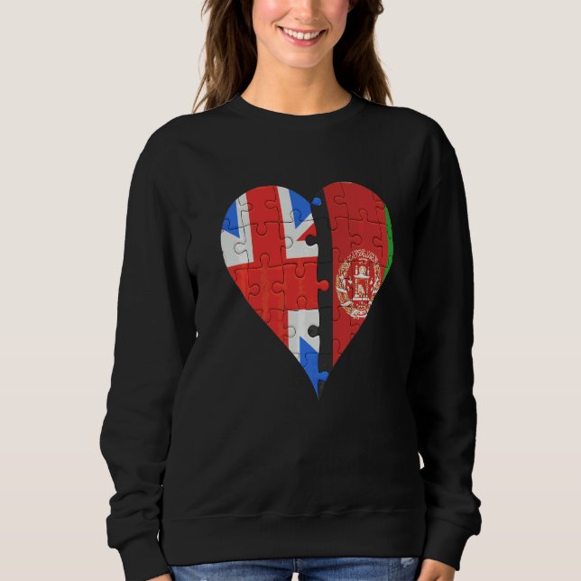 British Afghanistan Flagga Heart T Shirt (Framsida)