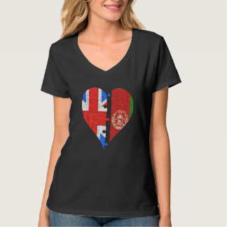 British Afghanistan Flagga Heart T Shirt