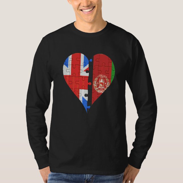 British Afghanistan Flagga Heart T Shirt (Framsida)