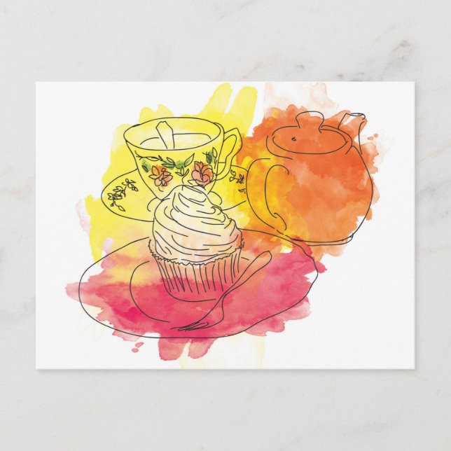 British Aftermiddag Tea Vykort (Framsida)