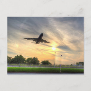 British Airways 747 Sunset Landing Vykort