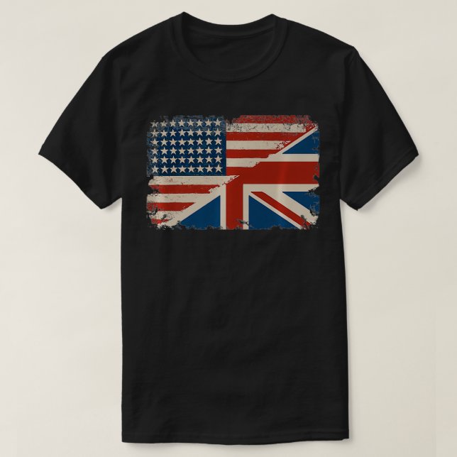 British American Flag Great Britain Union Jack Pre T Shirt (Design framsida)