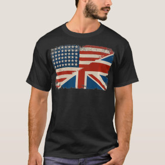 British American Flag Great Britain Union Jack Pre T Shirt