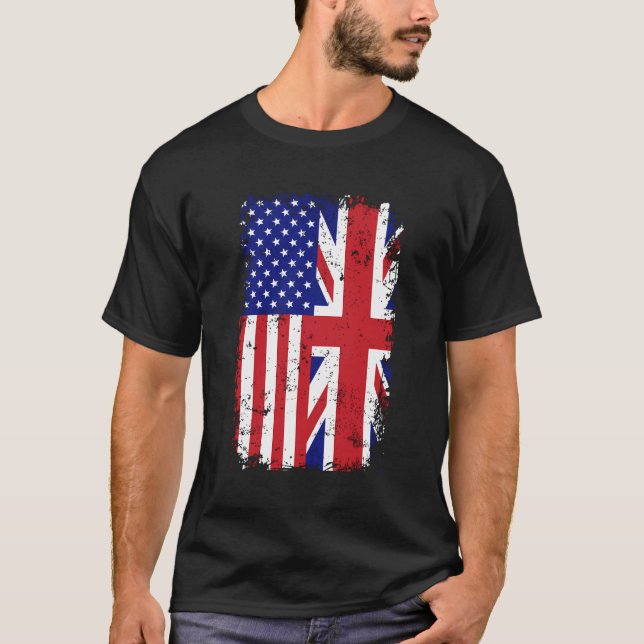British American Flagga Långärmad Shirt T Shirt (Framsida)