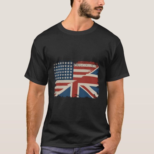 British American Flagga Underbar Britain Union Jac T Shirt (Framsida)