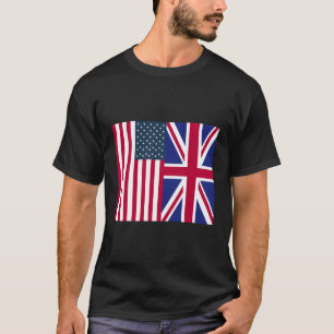 British American Flaggor Union Jack Uk Usa Distres T Shirt