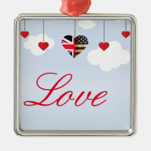 British American Kärlek Hearts in clouds Julgransprydnad Metall
