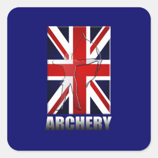 British Archers Archery flagga of Underbar Britain Fyrkantigt Klistermärke