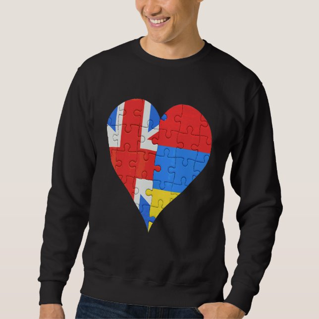 British Armenian Flagga Heart Lång Ärmad Tröja (Framsida)