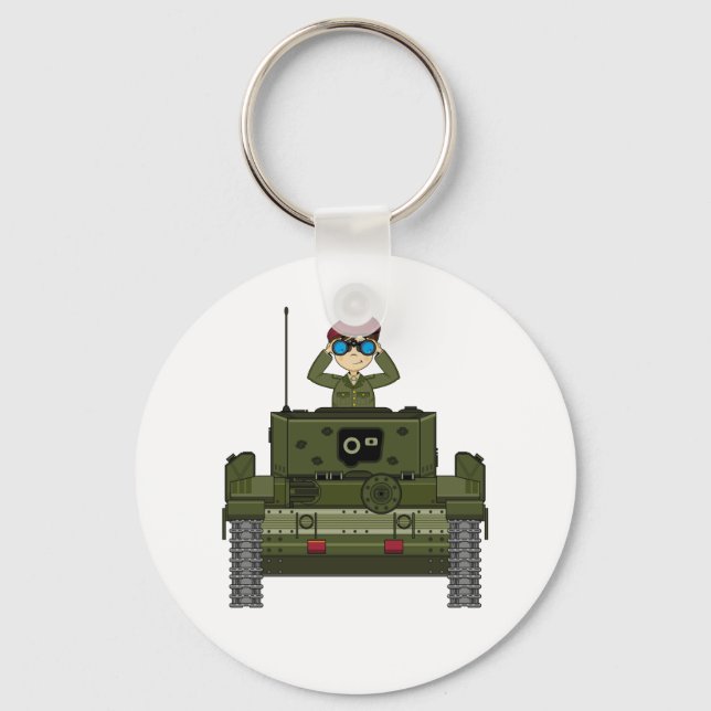 British Army Soldier in Tank Keychain Nyckelring (Framsida)
