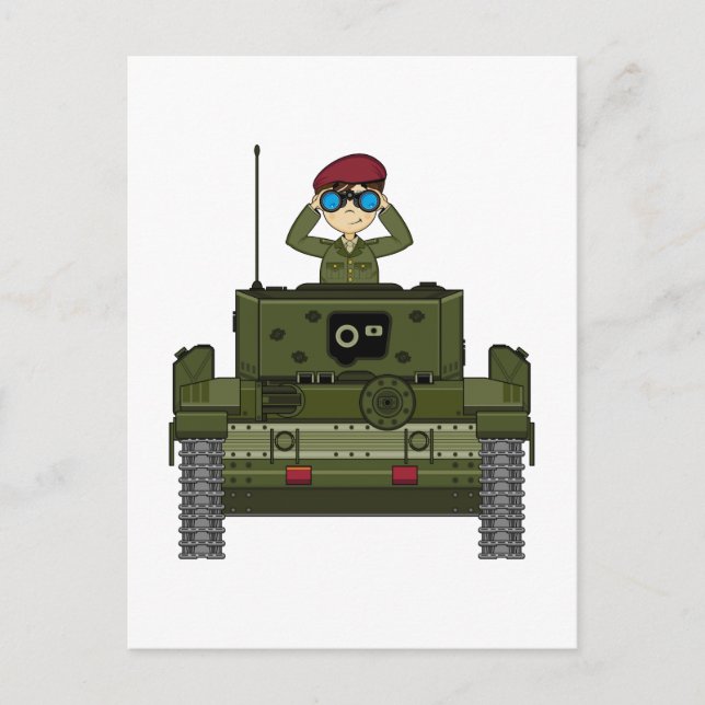 British Army Soldier in Tank Postcard Vykort (Framsida)