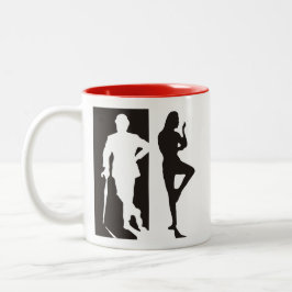 British Avengers black and white silhouette Två-Tonad Mugg