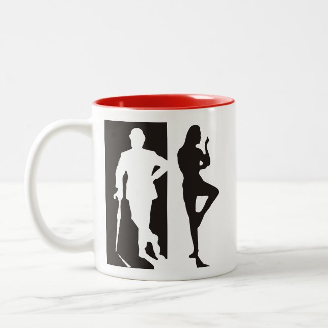 British Avengers black and white silhouette Två-Tonad Mugg (Vänster)