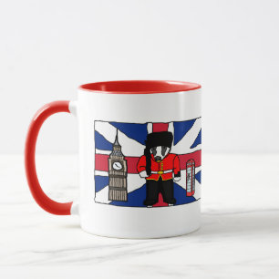 British Badger Tecknad med Big Ben och Flagga Mugg