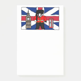 British Badger Tecknad med Big Ben och Flagga Post-it Block