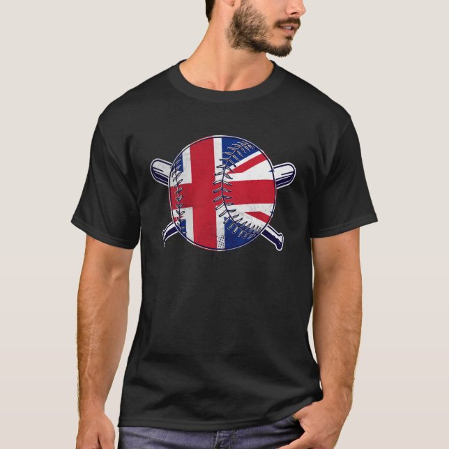 British Baseball Sport United Kingdom Baseball Tea T Shirt (Framsida)