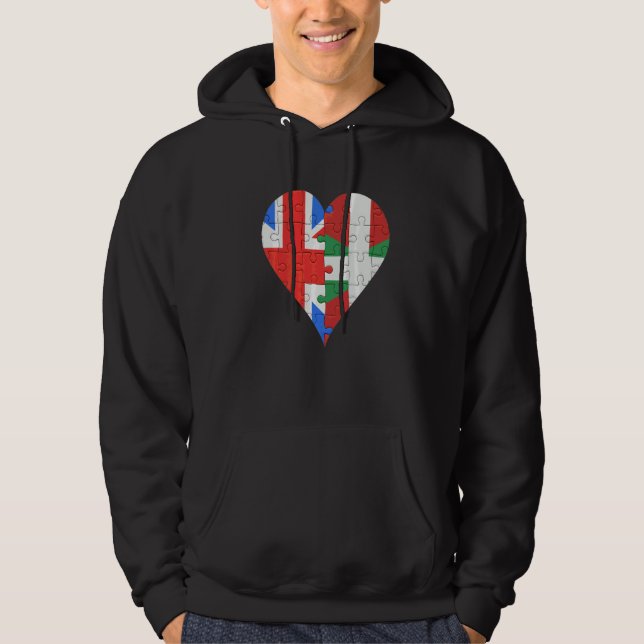 British Basque Flagga Heart Hoodie (Framsida)