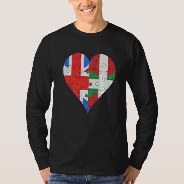 British Basque Flagga Heart T Shirt (Framsida)