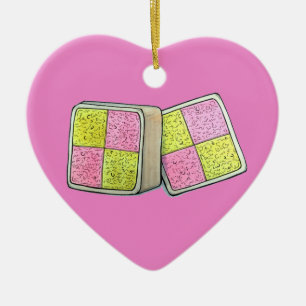 British Battenberg Marzipan Sponge Cake Bakery Julgransprydnad Keramik