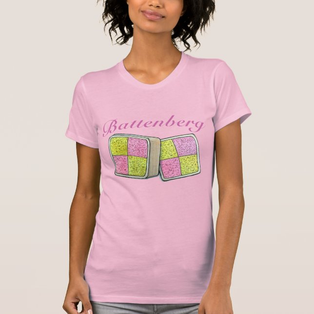 British Battenberg Marzipan Sponge Cake Bakery T Shirt (Framsida)